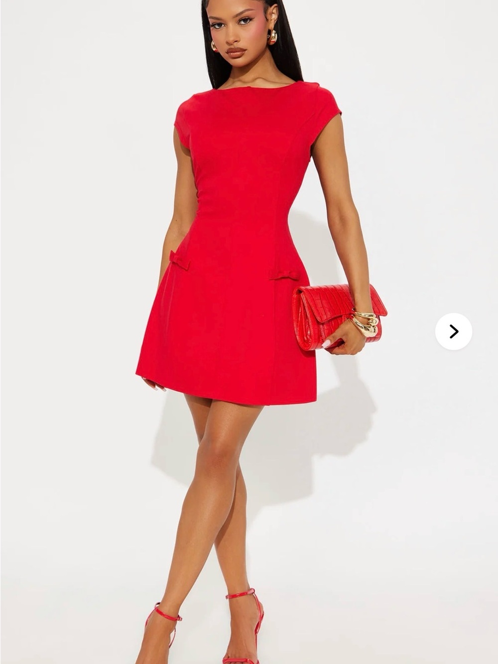 Fashion Nova Red Cap Sleeve Fit-and-Flare Mini Dress